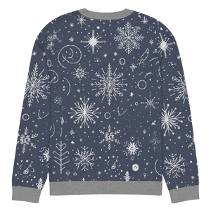 Sweater - Chic Snowflake Knitted Crew Neck Navy Blue - Dipaliz