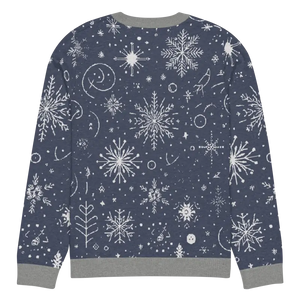 Sweater - Chic Snowflake Knitted Crew Neck Navy Blue - Dipaliz