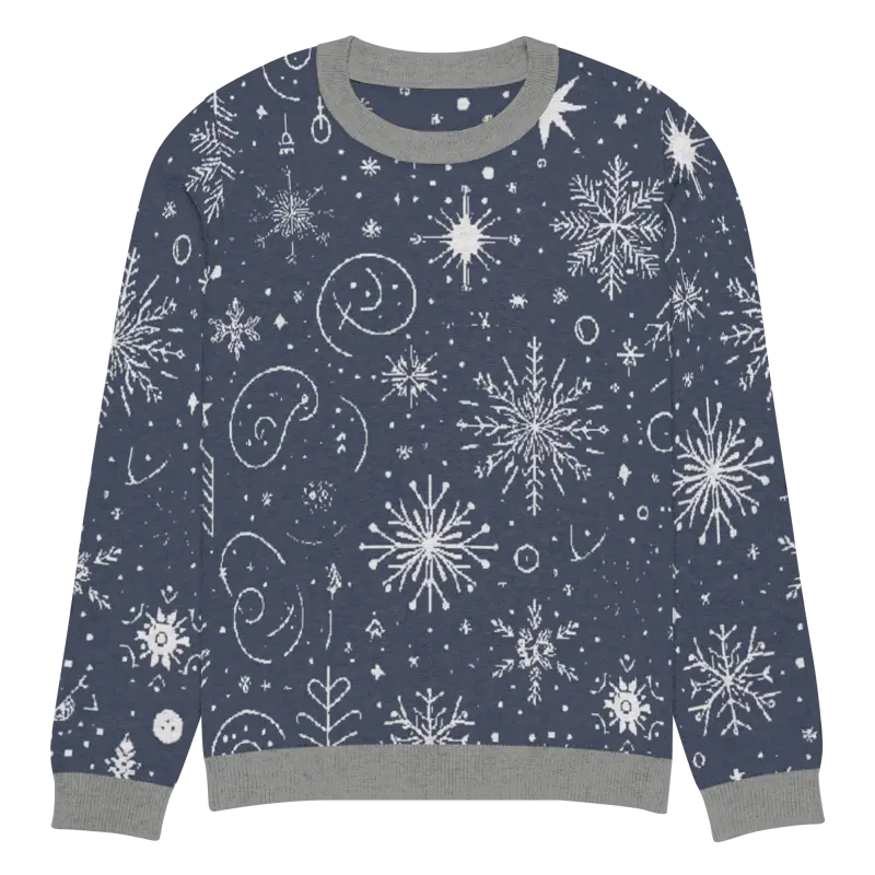 Snuggle Up in Style: Navy Blue Knitted Crew Neck Sweater - l