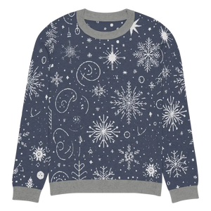 Sweater - Chic Snowflake Knitted Crew Neck Navy Blue - Dipaliz l