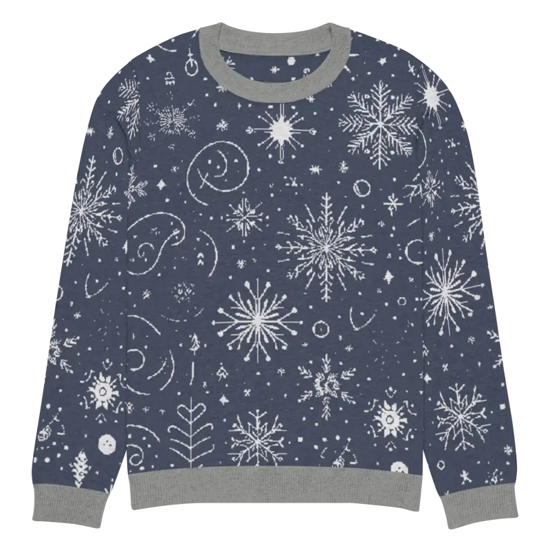 Snuggle Up in Style: Navy Blue Knitted Crew Neck Sweater - m