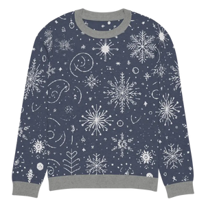 Sweater - Chic Snowflake Knitted Crew Neck Navy Blue - Dipaliz m