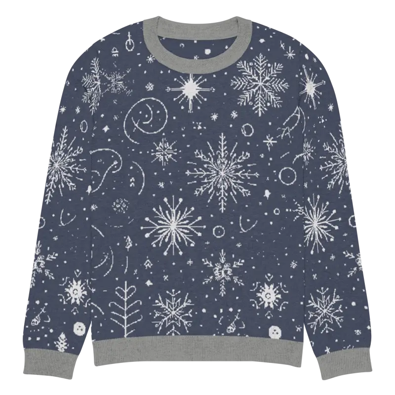 Snuggle Up in Style: Navy Blue Knitted Crew Neck Sweater - s