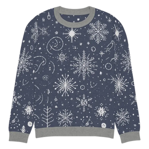 Sweater - Chic Snowflake Knitted Crew Neck Navy Blue - Dipaliz s