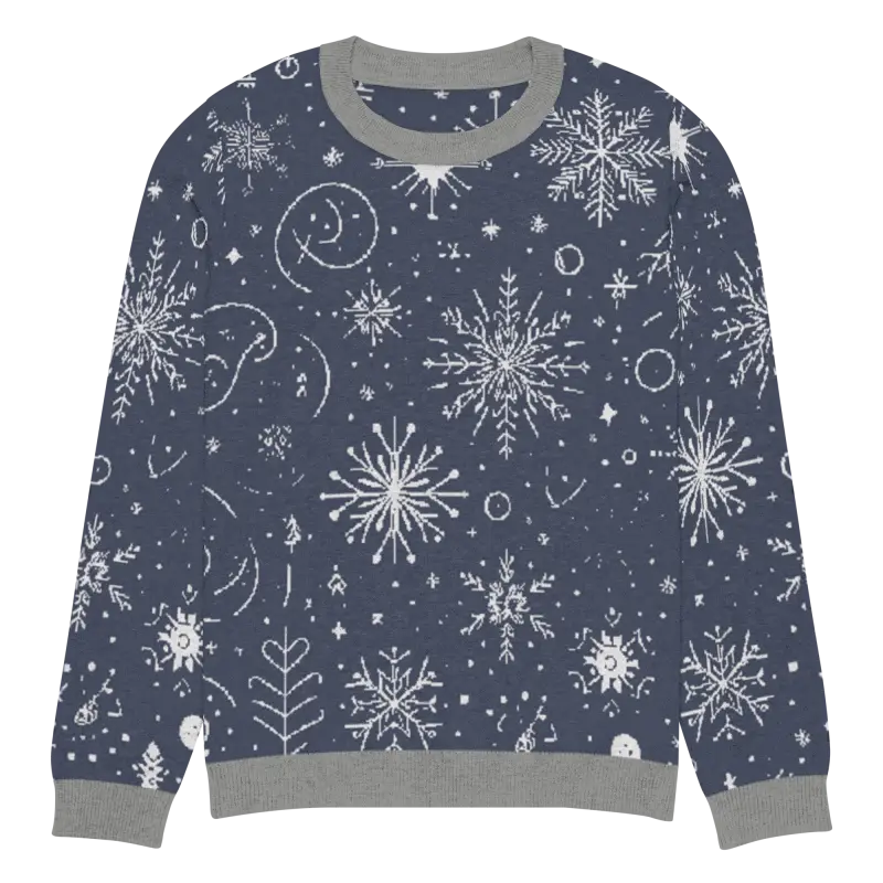 Snuggle Up in Style: Navy Blue Knitted Crew Neck Sweater - Xs