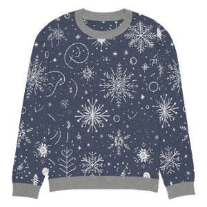 Sweater - Chic Snowflake Knitted Crew Neck Navy Blue - Dipaliz Xs