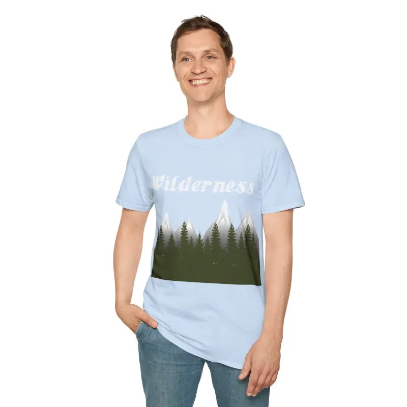 Snuggle Up in Wilderness Traveler Unisex Softstyle T-shirt - Light Blue / s T-shirt