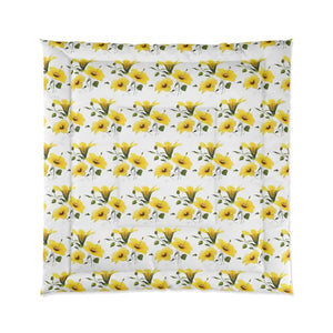 Yellow Morning Glory Quilt - Bold Floral Warmth - Dipaliz - Quilts & Comforters