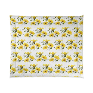Yellow Morning Glory Quilt - Bold Floral Warmth - Dipaliz - Quilts & Comforters