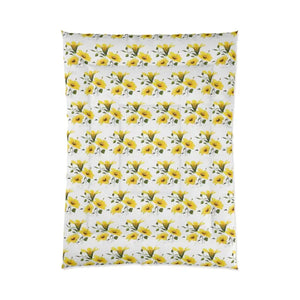 Yellow Morning Glory Quilt - Bold Floral Warmth - Dipaliz - Quilts & Comforters