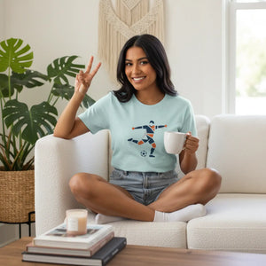 Soccer Player Geometric Graphic Tee - s / Heather Ice Blue - T-shirt
