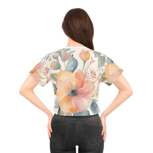 Pastel Flowers Crop Tee - Soft Color Polyester - Dipaliz - T-shirts