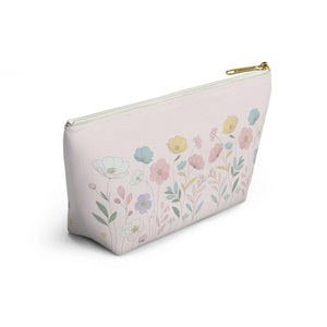Soft Pink Delicate Flowers Accessory Pouch - Cosmetic Organizer - Dipaliz - Bags