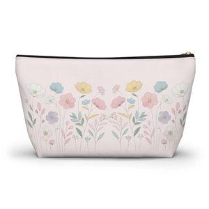 Soft Pink Delicate Flowers Accessory Pouch - Cosmetic Organizer - Dipaliz - Bags