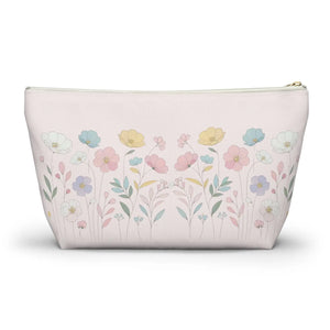 Soft Pink Delicate Flowers Accessory Pouch - Cosmetic Organizer - Dipaliz - Bags