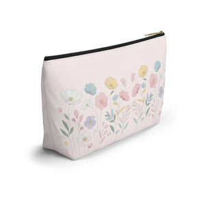 Soft Pink Delicate Flowers Accessory Pouch - Cosmetic Organizer - Dipaliz - Bags