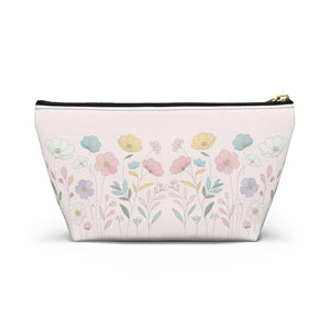 Soft Pink Delicate Flowers Accessory Pouch - Cosmetic Organizer - Dipaliz - Bags