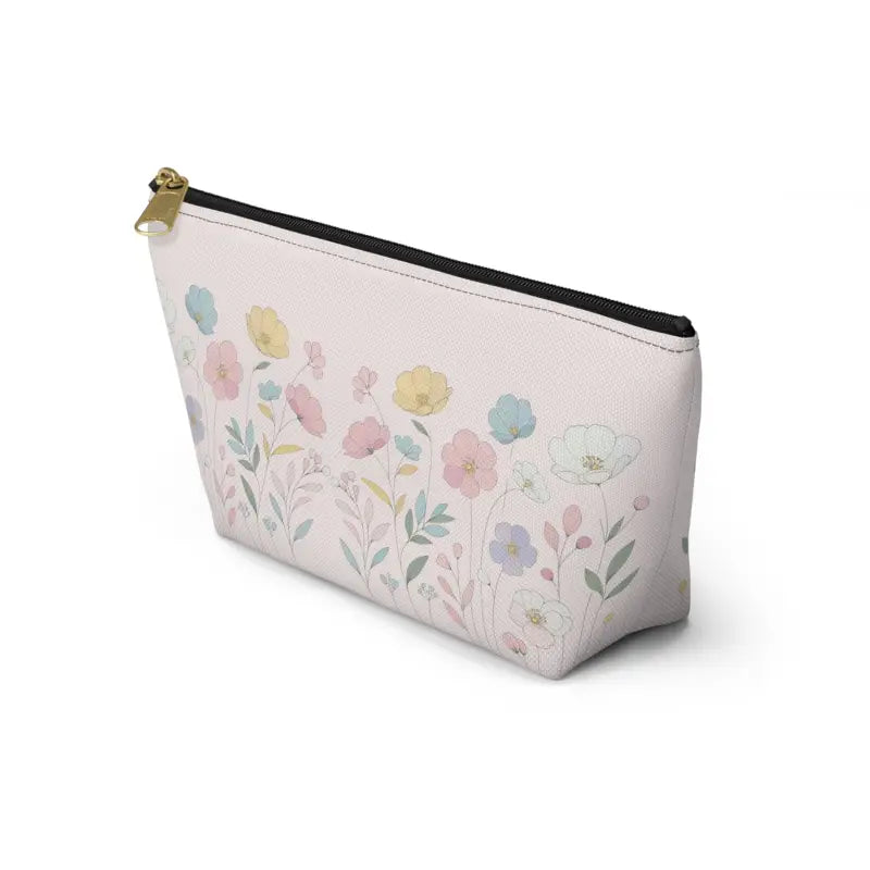 Soft Pink Delicate Flowers: Sophisticated Accessory Pouch - Bags