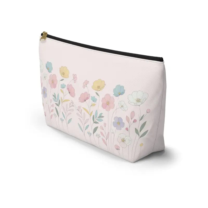 Soft Pink Delicate Flowers: Sophisticated Accessory Pouch - Bags