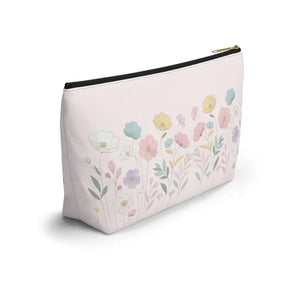 Pink Delicate Flowers Cosmetic Pouch - Soft Organizer - Dipaliz - & Toiletry Bags