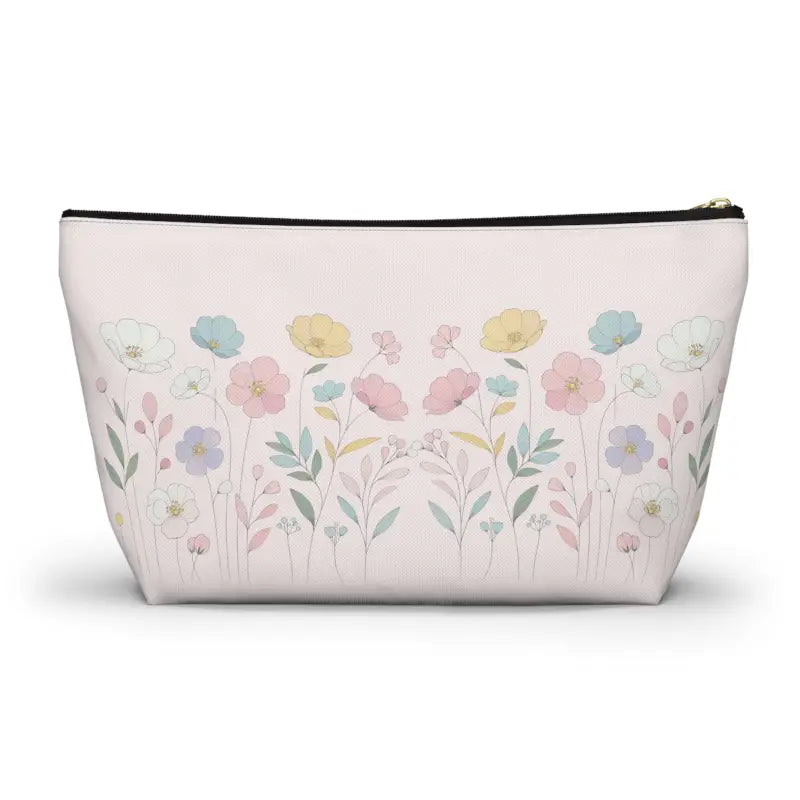 Soft Pink Delicate Flowers: Sophisticated Accessory Pouch - Bags