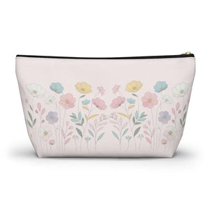 Pink Delicate Flowers Cosmetic Pouch - Soft Organizer - Dipaliz - & Toiletry Bags