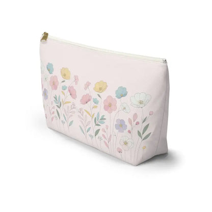 Soft Pink Delicate Flowers: Sophisticated Accessory Pouch - Bags