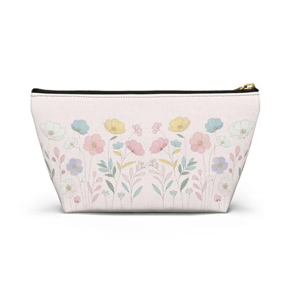 Soft Pink Delicate Flowers: Sophisticated Accessory Pouch - Bags