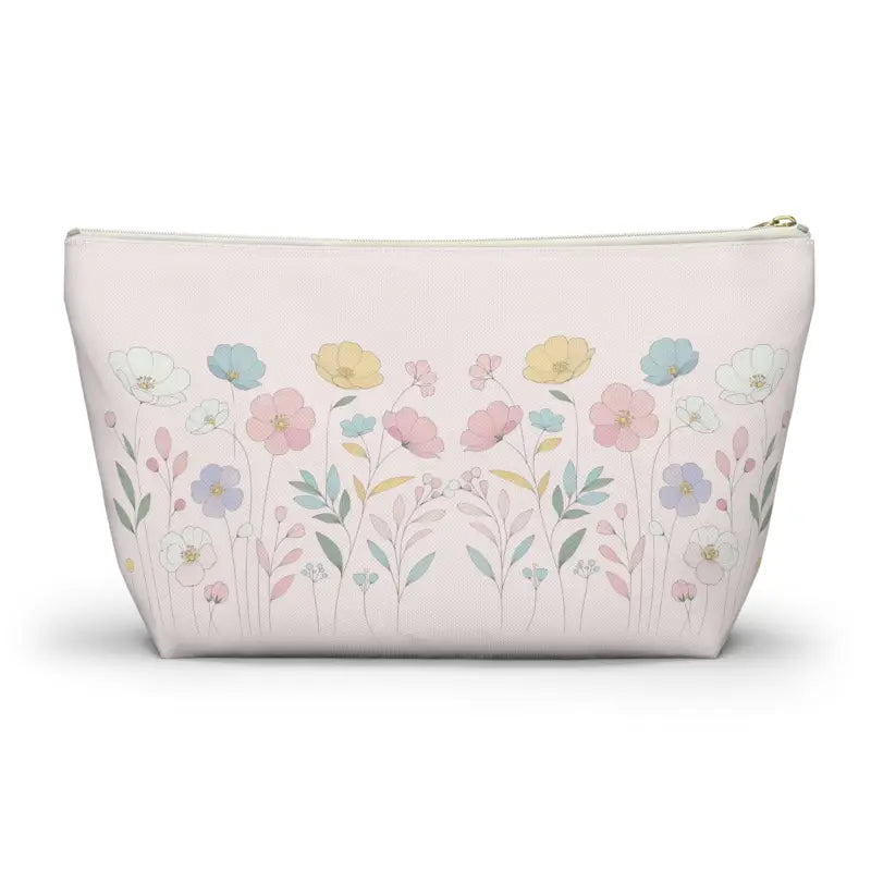 Soft Pink Delicate Flowers: Sophisticated Accessory Pouch - Bags