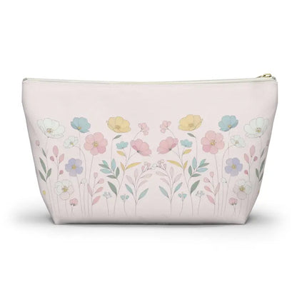 Soft Pink Delicate Flowers: Sophisticated Accessory Pouch - Bags