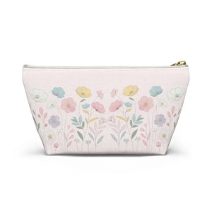 Pink Delicate Flowers Cosmetic Pouch - Soft Organizer - Dipaliz - & Toiletry Bags
