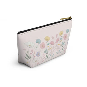 Pink Delicate Flowers Cosmetic Pouch - Soft Organizer - Dipaliz - & Toiletry Bags
