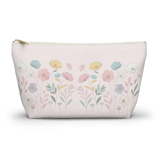 Soft Pink Delight: Flower-powered Accessory Pouch - Bags