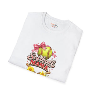 Cute Floral Softball Mom Tee - Lightweight Game Day - Dipaliz - T-shirts