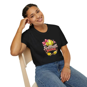 Cute Floral Softball Mom Tee - Lightweight Game Day - Dipaliz - T-shirts