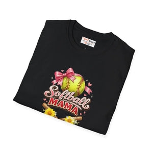 Cute Floral Softball Mom Tee - Lightweight Game Day - Dipaliz - T-shirts