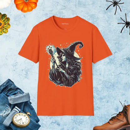 Softstyle Unisex Tee: Halloween Witch Fashion Trends 2024 - Orange / s T-shirt