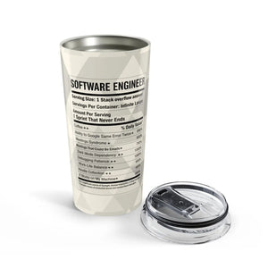 Software Engineer Nutrition Facts Tumbler 20oz | Funny Coder Gift | Developer Travel Cup - Tumblers