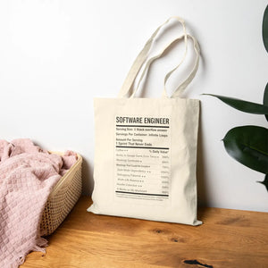 Software Engineer Recipe Tote, Funny Coding Resume Canvas Bag - Bags
