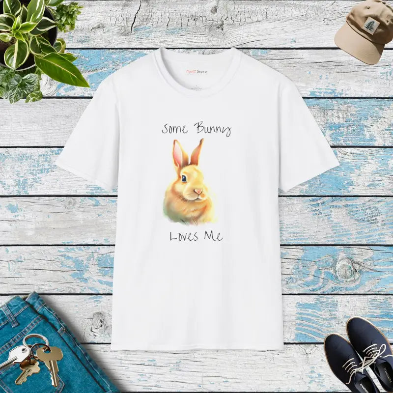 Unisex Funny T-shirt - Some Bunny Loves me for Easter! - White / s T-shirt