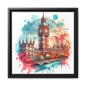 London City Map Matte Canvas - Bold Urban Wall Art - Dipaliz - 14’’ x (square) / Black / 1.25’’ - Posters Prints &