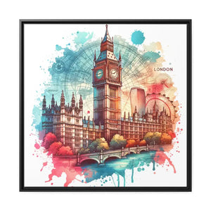 London City Map Matte Canvas - Bold Urban Wall Art - Dipaliz - 32’’ x (square) / Black / 1.25’’ - Posters Prints &