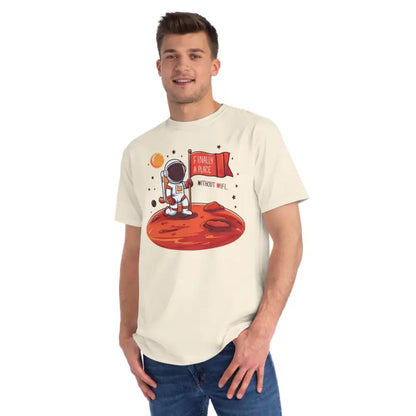 Space-age Cozy Sustainable Astronaut Tees with Wifi - Natural / s T-shirt