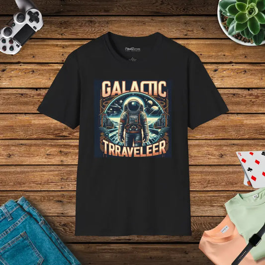 Galactic Traveler Unisex Softstyle T-shirt Comfort in Style - Black / s T-shirt