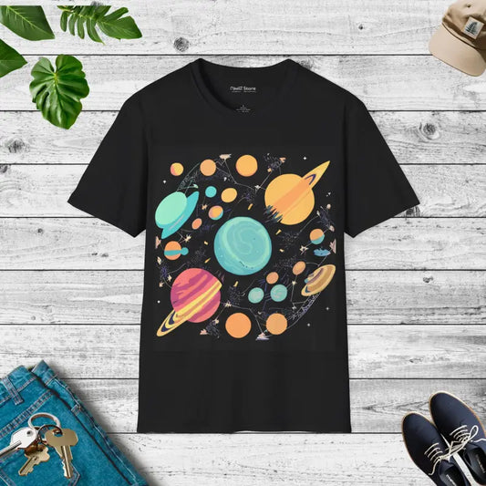 Explore the Universe with our Stylish Unisex Softstyle T-shirt - Black / s T-shirt