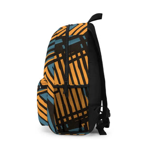 Bags - Lines Blue Backpack with Adjustable Shoulder Straps - Dipaliz one Size