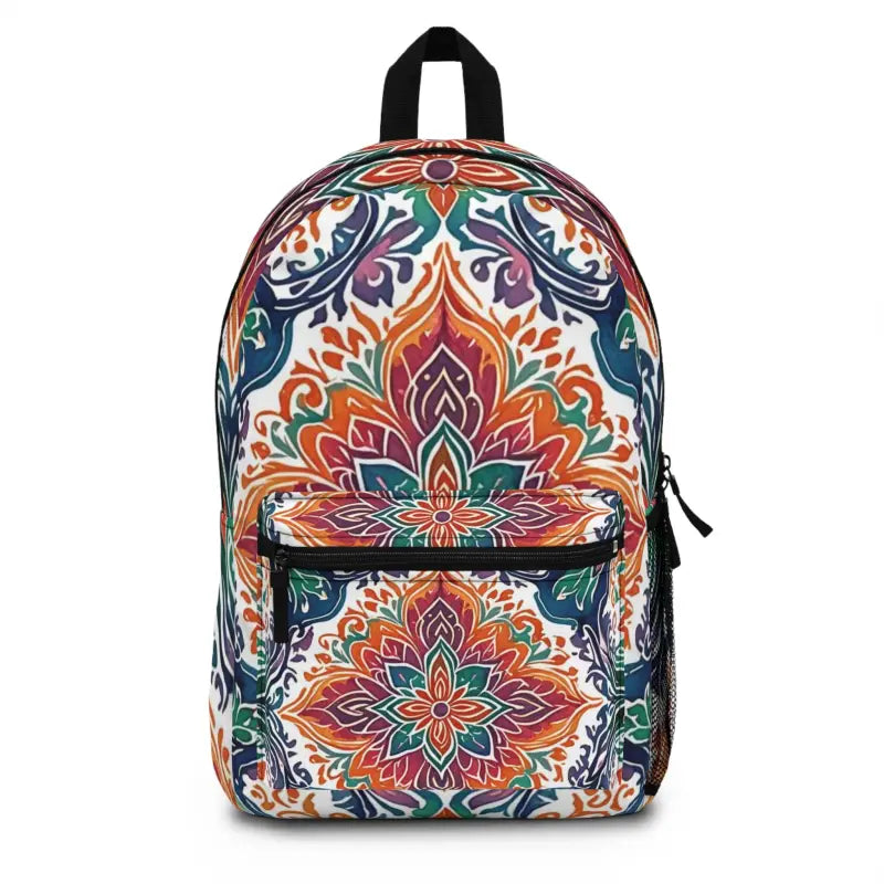 Vibrant Indian Ethnic Pattern Backpack for Stylish Organization - one Size Bags