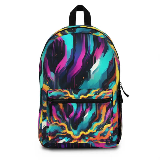 Vibrant Digital Glitch Art Backpack: Style Meets Space - one Size Bags