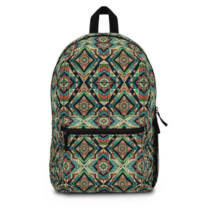 Vibrant Indian Patola Pattern Backpack - Heritage Style - Dipaliz - one Size - Backpacks