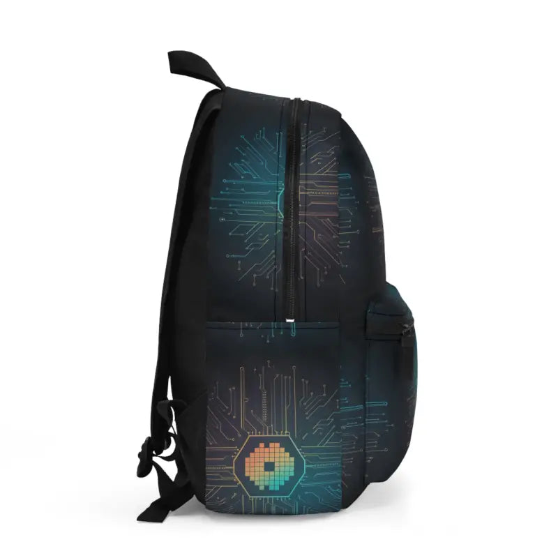 Level Up your Style with the Spacious Circuit Pattern Backpack! - one Size Bags